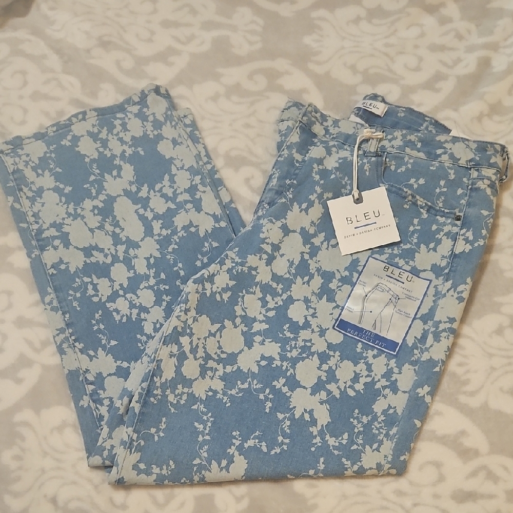 Bleu Floral Denim Jeans